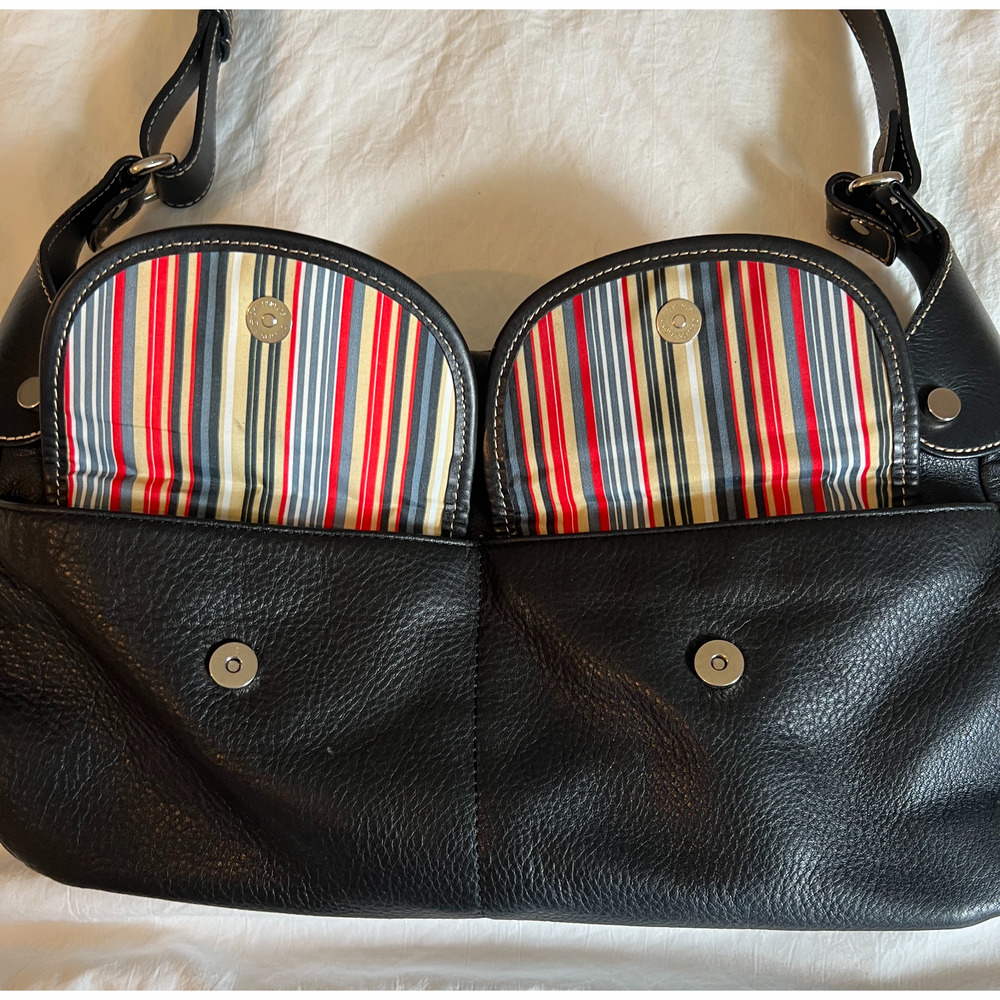 MAXX New York Black Leather Shoulder Bag Hobo Purse Large Pocket Handbag Silver - Picture 11 of 16